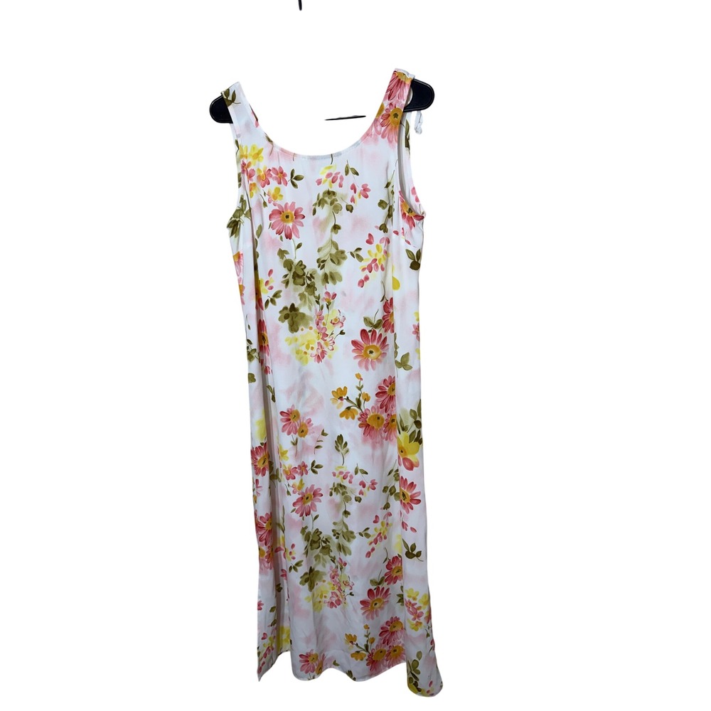 Vintage Piccalino Petites Floral Maxi Dress White Pink Yellow Size 14P‎